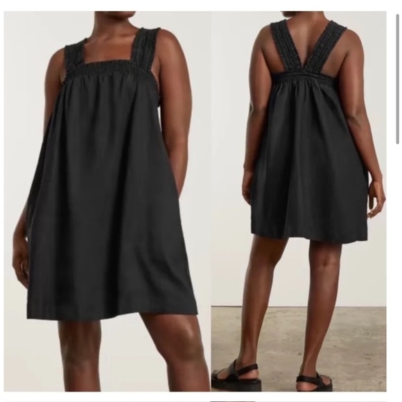 Everlane The Smocked Linen Shift Dress: Black NWT - Picture 4 of 16